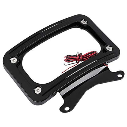 TCT-MOTORPARTS Curved License Plate Frame W/LED Light Fit for Harley Touring Street Glide 2010-2025, FLHX, FLHXS, FLHXST, FLTRX, FLTRXS, and FLTRXST - color: Black