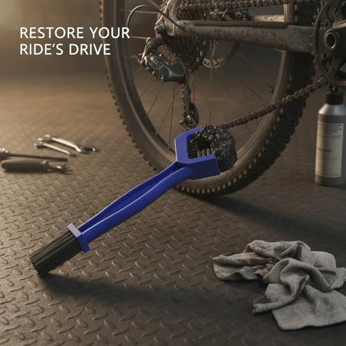 Bicycle Chain Cleaning Brush, Double-Headed Drivetrain Scrubber for Bike and Motorcycle Maintenance, PP Plastic Tool for Grease and Grime Removal (1 PC) - color: Blue