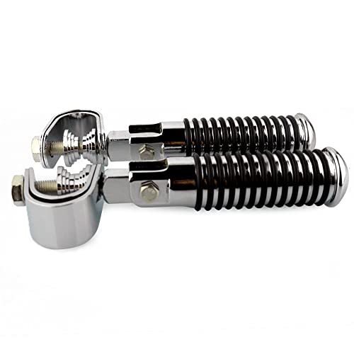 1" (25.4mm) -1.25" (32mm) Motorcycle Highway Engine Crash Bar Guard Foot Pegs Clamp Footrest Mount Rest Rubber For Harley Chopper Bobber Custom (Silver) - color: Silver