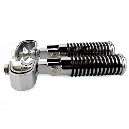 1" (25.4mm) -1.25" (32mm) Motorcycle Highway Engine Crash Bar Guard Foot Pegs Clamp Footrest Mount Rest Rubber For Harley Chopper Bobber Custom (Silver) - color: Silver