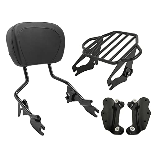 TCT-MOTORPARTS Black Detachable Backrest Sissy Bar w/Docking Hardware Kits Luggage Rack for Harley Touring Street Glide Road King 2009-2013 - color: Black #2(2009-2013)