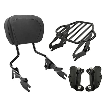 TCT-MOTORPARTS Black Detachable Backrest Sissy Bar w/Docking Hardware Kits Luggage Rack for Harley Touring Street Glide Road King 2009-2013 - color: Black #2(2009-2013)
