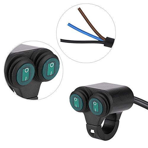 Universal Motorcycle Handlebar Switch, 22mm Dual Control Button for Headlight, Fog Light, Horn, Black Plastic and Brass Construction - size: Model A