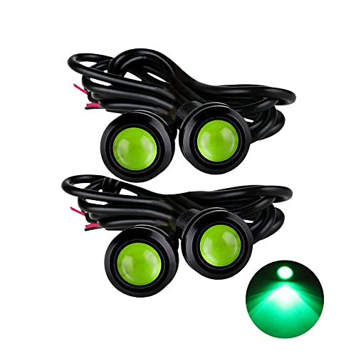 Eagle Eye LED Lights, DIY Ultra Thin 18mm Indicator Marker Light Daytime Running Lights DRL Tail Lights Fog Light Backup Light for Car Motor Motorcycle Truck Boat (BK Shell-Green,4PCS) - color: BK Shell-Green, size: 4PCS