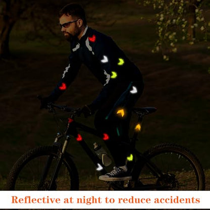 Ymapinc 48PCS Reflective Stickers - High-Visibility Arrow Safety Stickers for Helmet, Mailbox, Bike, Car - Waterproof PVC Warning Decals in 4 Colors