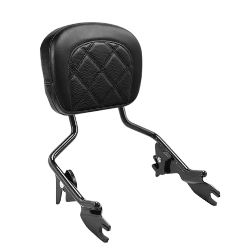 TCT-MOTORPARTS Black Detachable Upright Sissy Bar Backrest w/Stitching Backrest Pad Fit For Harley Touring Electra Street Glide 2009-2023 - color: Black Upright Sissy Bar, size: Black Stitching Backrest
