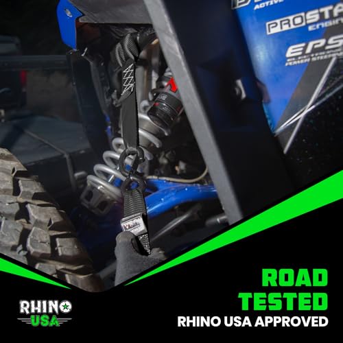 Rhino USA Soft Loop Tie Down Straps (4-Pack) - 1.6 Inch x 17 Inch (5,000 lbs Break Strength) Heavy Duty Motorcycle Handlebar Straps for use with Ratchets for ATV, UTV, Dirt Bike (Black) - color: Black 4-Pack.