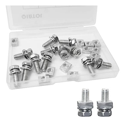 12 PCS Bolts and Nuts Kit, Motorcycle Battery Bolts and Nuts, M6x16MM Motorcycle Battery Screw and Nut, Battery Terminal Bolts and Nuts Carbon Steel - size: M6x16MM (12PCS)