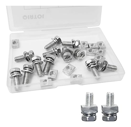 12 PCS Bolts and Nuts Kit, Motorcycle Battery Bolts and Nuts, M6x16MM Motorcycle Battery Screw and Nut, Battery Terminal Bolts and Nuts Carbon Steel - size: M6x16MM (12PCS)