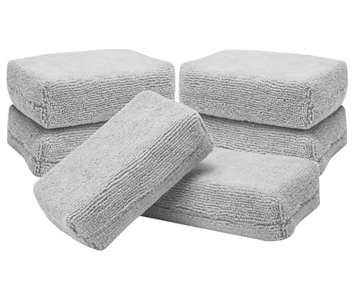 VIKING Microfiber Applicator Pads, Rectangular Polishing Pad, Cleaning Pads for Car Detailing, 3 Inch x 5 Inch, Grey, 6 Pack - color: Grey Rectangular, size: 6