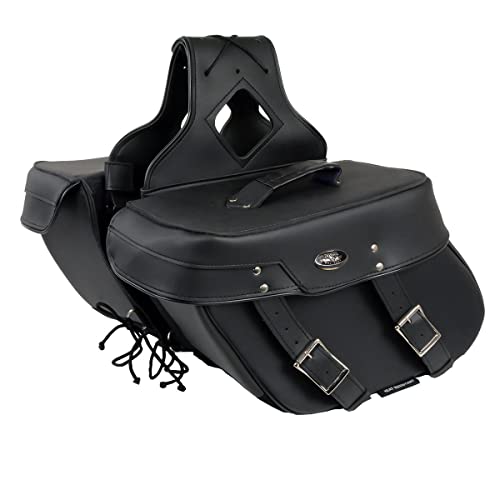 Milwaukee Leather PVC 2-Strap Throw-Over Easy Zip off and off Motorcycle Saddlebags - Medium - color: SH592ZB-BLACK, size: Medium