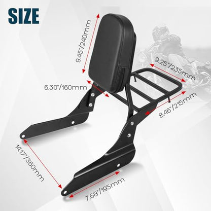 Motorcycle Detachable Passenger Backrest Sissy Bar With Back Rest Pad Luggage Rack Compatible With For Honda Shadow VLX600 VT600 1999-2008 Sissy Bar Backrest