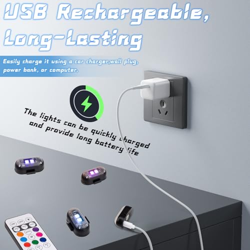 2PCS Wireless LED Strobe Lights with Remote Control, Waterproof USB Charing 8 Colors Mini LED Lights, High Brightness Anti-Collision Warning LED Lights for Car, Drone, Truck,automotive & Bike,Magnetic - color: Magnetic - 2PCS