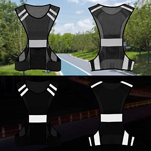 TCCFCCT Reflective Running Vest, High Visibility Running Gear with Large Pocket - color: 2 Pack Mesh Black
