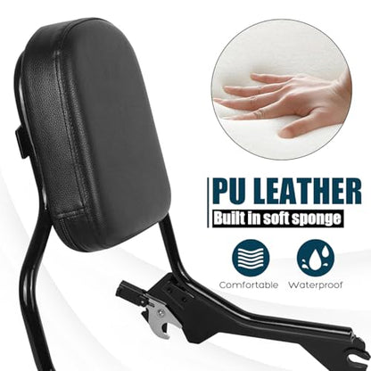 Rear Backrest Sissy Bar Compatible With For Harley Softail Fat Boy FLFB FLFBS Breakout FXBR FXBRS 2018-up Upright Passenger Sissy Bar Backrest With Back Rest Pad - color: Without Luggage Rack