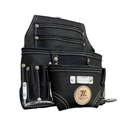Zeluga 20-117 10 Pocket Rigger Heavy Duty Leather Tool Bag, Black - color: Black
