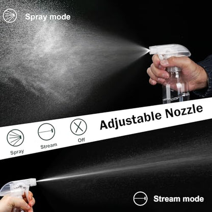 Plastic Spray Bottles 12oz 2 Pack Adjustable Mist/Stream Spraying Heavy Duty Square Water Spray Bottles for Hair, Cleaning Solutions, Plants，Essential Oils (Clear) - color: Clear