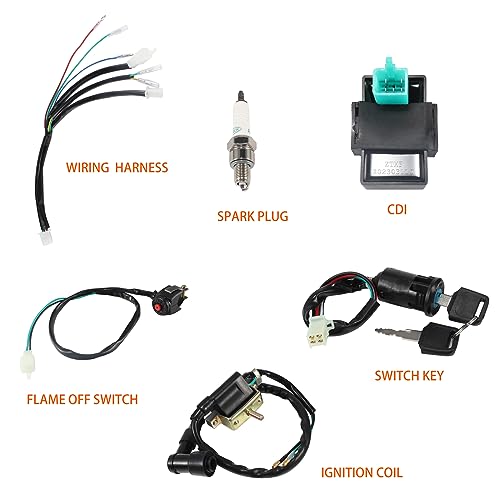 Ignition Coil Wiring Loom Harness Kill Switch Cdi Box Spark Plug Rebuild Kit for Chinese ATV kazuma Tao Tao SSR 50-125cc Kick Start Engine Dirt Pit Bike Motorcycle Parts