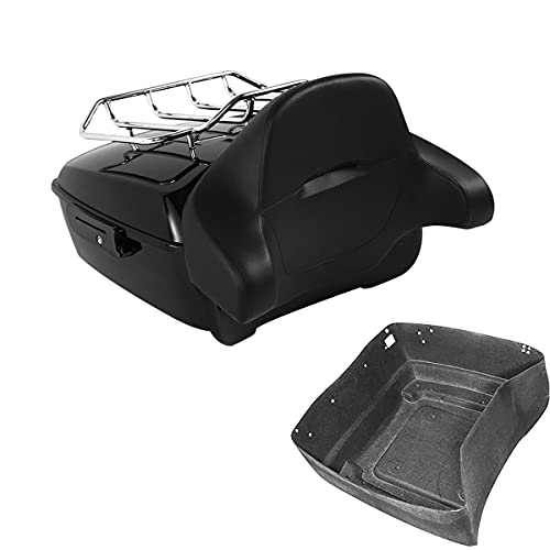 TCMT Black Latches King Motorcycle Trunk Backrest Pad Luggage Rack Kit Fit for Harley 2014-2025 Touring CVO Road King Road Glide Street Glide Electra Glide Pack - color: Style C