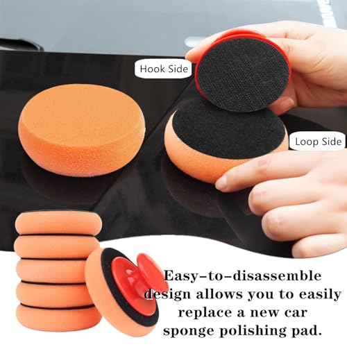6 Pcs Car Sponge Polishing Pads Professional Wax Applicator Pads with Handle for Car Polishing