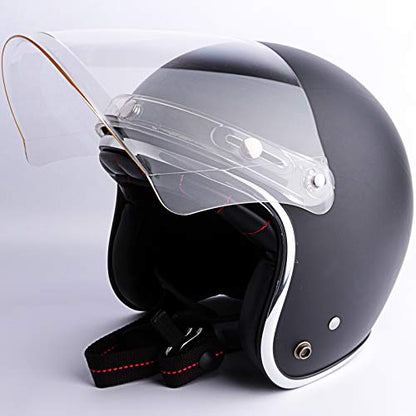 Universal 3-Snap Flip Up Visor Shield Lens for Retro Open Face Motorcycle Helmet (Clear) - color: Clear