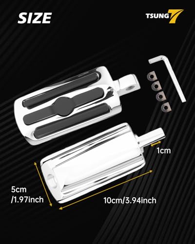 TSUNG Motorcycle Foot Pegs Passenger Footpegs Male Mount Foot Rest Pedal Compatible with Harley Davidson Touring Street Glide Road King Road Electra Glide Sportster Dyna Softail (B-Chrome) - color: B-Chrome