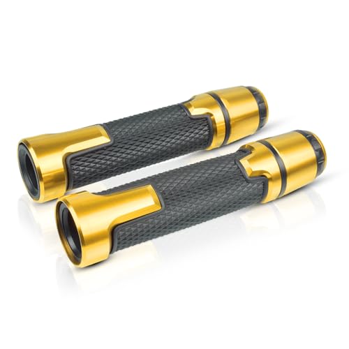 7/8'' 22mm Motorcycle CNC Aluminum Powersports Handlebar Grips with Grip Ends for YZF R1 R3 R6 R25 R15 R125 600R Gold - color: gold
