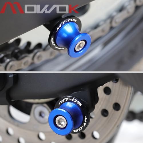 MOWOK Fit For YAMAHA MT-03 MT03 2015 2016 2017 2018 2019 2020 2021 2022 2023 2024 2025 2026 Motorcycle 6MM Swingarm Spools Slider M6 Stand Screws (Blue) - color: blue