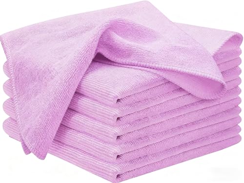 Premium Microfiber Detailing Absorbent Towels, 340 GSM Lint-Free Car Polishing Waxing Buffing Dry Towels for House, Kitchen, Car, Glass, Stainless Steel, Window, Boat Cleaner - 6 Pack (Purple) - color: Purple 6pcs