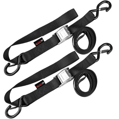 AWELCRAFT Motorcycle Tie Down Straps (2 Pack),3300lb Break Strength,1.5in x 8FT Steel Cambuckle Dirtbike Strap,Integrated Soft Loops & Double S-Hooks with Safety Clips,Lab Tested,Black - color: Black