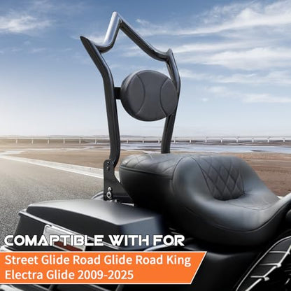 AUFER Motorcyle Rear Passenger Backrest Sissy Bar With Back Rest Pad Compatible With For Harley Touring Road King Electra Glide Street Glide Road Glide FLHR FLHX FLHT FLTR 2009-2025 Sissy Bar | Premium Stylish Sissy Bar Backrest,Quick Install & Easy Remov