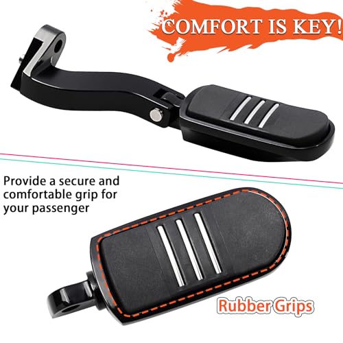 FOVPLUE Passenger Footpeg Kit, Footrest + Passenger Pegs Mounting for Harley 1993-2025 Touring Road Glide FLT, Electra Glide FLHT, FLHS, Road King FLHR, Street Glide models, Gloss Black - color: For Streamliner and Black