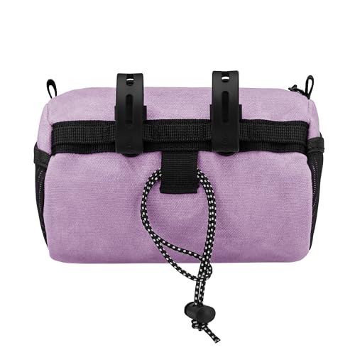 Oso Supply Co - Bike Handlebar Bag – Waxed Canvas Exterior with Quick-Access Waterproof Zipper, Side Mesh Pockets and Spacious Storage – Ideal for Cycling, Commuting and Adventure Rides (Purple) - color: Purple
