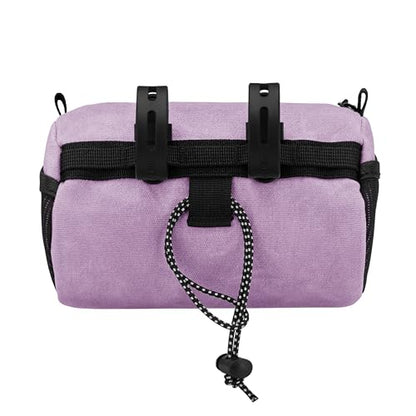 Oso Supply Co - Bike Handlebar Bag – Waxed Canvas Exterior with Quick-Access Waterproof Zipper, Side Mesh Pockets and Spacious Storage – Ideal for Cycling, Commuting and Adventure Rides (Purple) - color: Purple