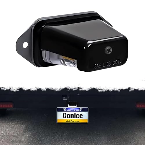 Gonice Super-Bright LED License Plate Light - 6-SMD Universal Fit for Truck Trailer Van RV SUV Boat - Under Hood Light - DOT Compliant, 12V-24V DC Waterproof - color: Black