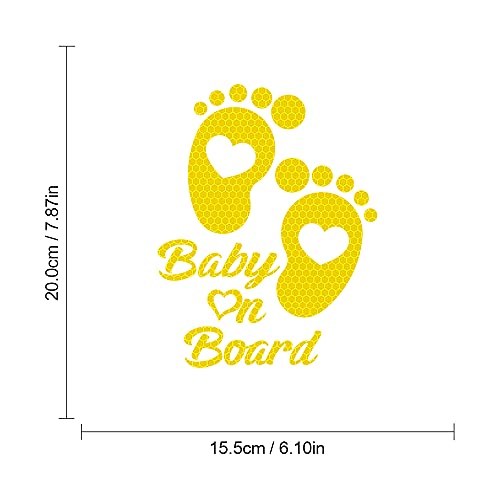 High Intensity Reflective Baby on Board Car Sticker Waterproof Cute Footprint Baby in Car Decal Safety Warning Sign Kids on Board Decal for Car Bumper Window (Mint Green) - color: Mint Green