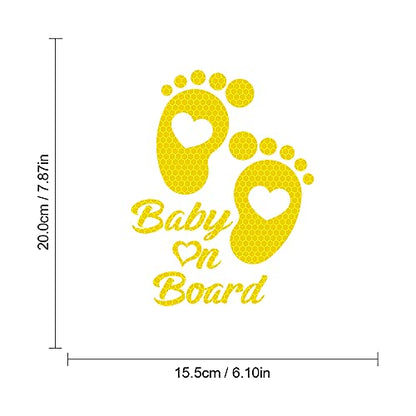 High Intensity Reflective Baby on Board Car Sticker Waterproof Cute Footprint Baby in Car Decal Safety Warning Sign Kids on Board Decal for Car Bumper Window (Mint Green) - color: Mint Green