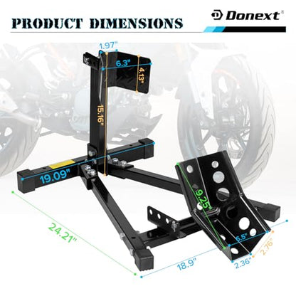 Motorcycle Wheel Chock, Motorcycle Front Tire Chock, 1500 lbs Heavy Duty Wheel Stand for 17"- 21" Wheels, Adjustable Detachable Motorbike Front Wheel Stand for Trailer(Black) - size: 1500lbs for 17"-21" Wheels（triangle）