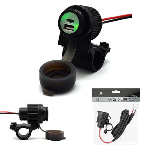 Cliff Top Motorcycle USB Charger Dual USB Port 6A 36W Waterproof Phone Charger with PD USB-C & QC 3.0, Magnetic Power Switch, Heavy Duty, Battery Drain Prevention - size: 6A 36W Dual USB with PD & QC 3.0