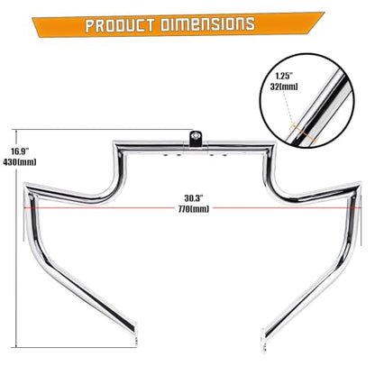 Kinglemc Crash Bar Engine Guard Highway Bar for Harley Davidson Touring Road King Street Glide Electra Glide CVO and Trike Models 97-08 (Silver) - color: Chrome-B