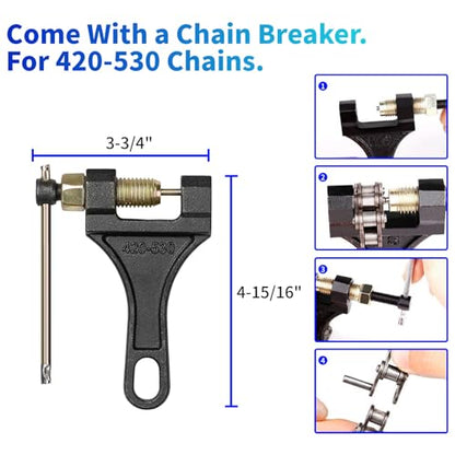415H Roller Chain 110 Links with Chain Breaker, Dirt Bike Chain with 6 Free Connecting Links, Heavy Duty Chain for 49cc 50cc 60cc 66cc 70cc 80cc 2 Stroke Engines Motorcycle, Mini Bike, Go Kart