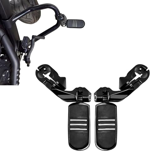 1.25'' Motorcycle Highway Pegs Fits 1-1/4" Engine Guard | for Harley Touring Street Glide Electra Glide Road King Softail CVO Dyna Sportster, Adjustable Foot Pegs (Black D02) - color: Black D02, size: SHORT