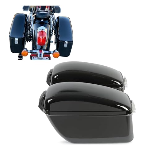 ECOTRIC Large 60L Motorcycle Hard Saddle Bags W/brackets Compatible With Harley Davidson Dyna Softail Sportster Honda Suzuki Kawasaki Yamaha Cruiser Shadow Vulcan Universal Saddlebags Luggage Trunk - color: Black, size: Saddlebag 60L Pair