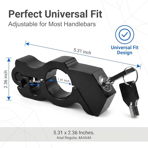 1 PC Motorcycle Handle Throttle Grip Security Lock, Alloy Anti-theft Brake Lock with Anti-scratch Gasket, One-button Locking Design, Universal for Motorcycles Scooters ATVs Bicycles (Black) - color: Black