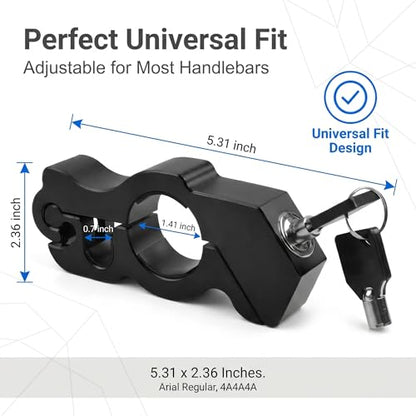 1 PC Motorcycle Handle Throttle Grip Security Lock, Alloy Anti-theft Brake Lock with Anti-scratch Gasket, One-button Locking Design, Universal for Motorcycles Scooters ATVs Bicycles (Black) - color: Black