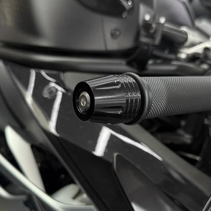 Motorcycle Bar Ends Plug, CNC Aluminum 16-22mm Handlebar Bar End Plugs Fit For Kawasaki Yamaha Honda Suzuki Aprilia Ducati And Motorcycles With Handlebar Inner Diameter Of 16-22mm (Black) - color: Black