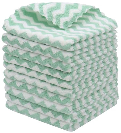 Microfiber Cleaning Cloth, 10 Pack Microfiber Rags,12”x12”,Green | Lint Free Dish Cleaning Cloths, Fast Drying Dish Rags For Cleaning, Absorbent Washcloths - color: Green
