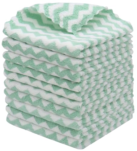 Microfiber Cleaning Cloth, 10 Pack Microfiber Rags,12”x12”,Green | Lint Free Dish Cleaning Cloths, Fast Drying Dish Rags For Cleaning, Absorbent Washcloths - color: Green