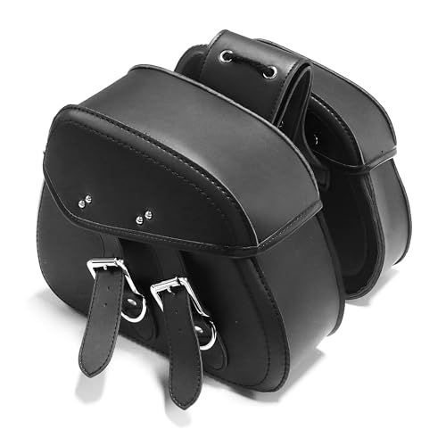 MZS Motorcycle Saddle Bags, 16L Waterproof Throw Over Saddlebags Storage Motorbike Side Bag Accessories Compatible with Sportster Softail Dyna V-star Shadow Rebel Boulevard Vulcan Eliminator Fury - size: 16L
