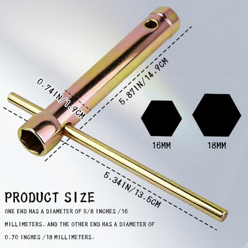 16-18mm Spark Plug Socket, 5/8 Inch Double-Ended Tubular Wrench, Steel Ignition Spark Plug Spanner Wrench Socket Tool, Universal Remover Installer Tool for Motorcycles, Small Motor Vehicles